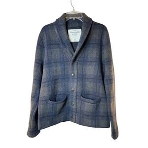 ABERCROMBIE & FITCH Men’s Plaid Shawl Wool Cardigan / Size: Medium